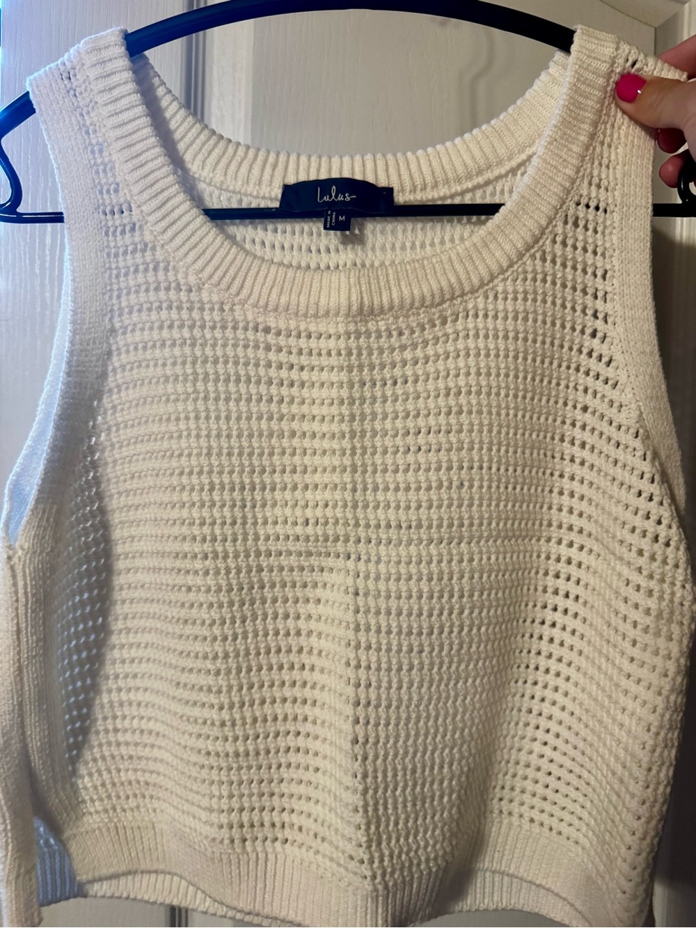 Lulus White Knit Sweater Tank | Sleeveless Sweater Top | Size Medium 🤍 - Picture 4 of 5